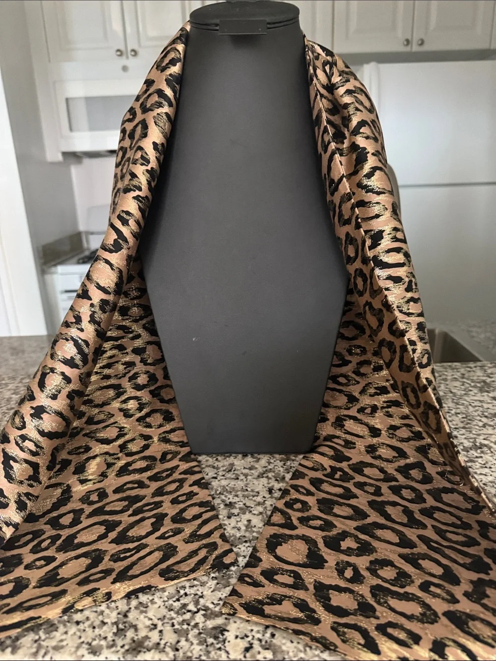 Custom Made Pink & black Leopard Print Double Sided Oblong Silk Scarf.